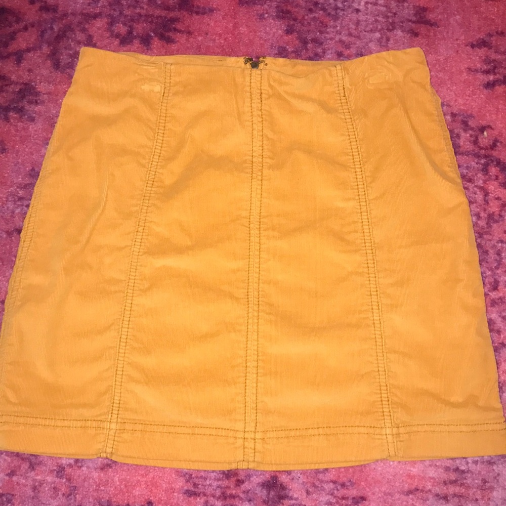Free People Mustard Corduroy Skirt